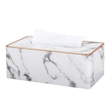 Load image into Gallery viewer, Marble Golden rim Tissue Box